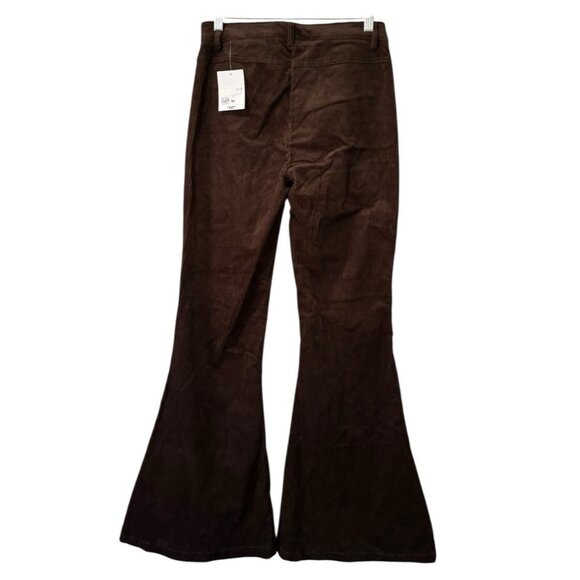 Forever 21 Corduroy Pants Women Size Medium Flared Leg Chocolate Boho Hippie NWT - Picture 2 of 16